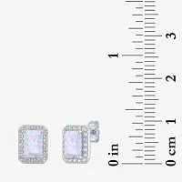 Yes, Please! Lab Created White Opal Sterling Silver 8mm Stud Earrings