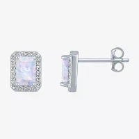 Yes, Please! Lab Created White Opal Sterling Silver 8mm Stud Earrings