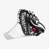 "Dragon" Mens Red Cubic Zirconia Stainless Steel Fashion Ring