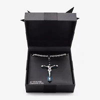 Mens Stainless Steel Cross 26 Inch Pendant Necklace