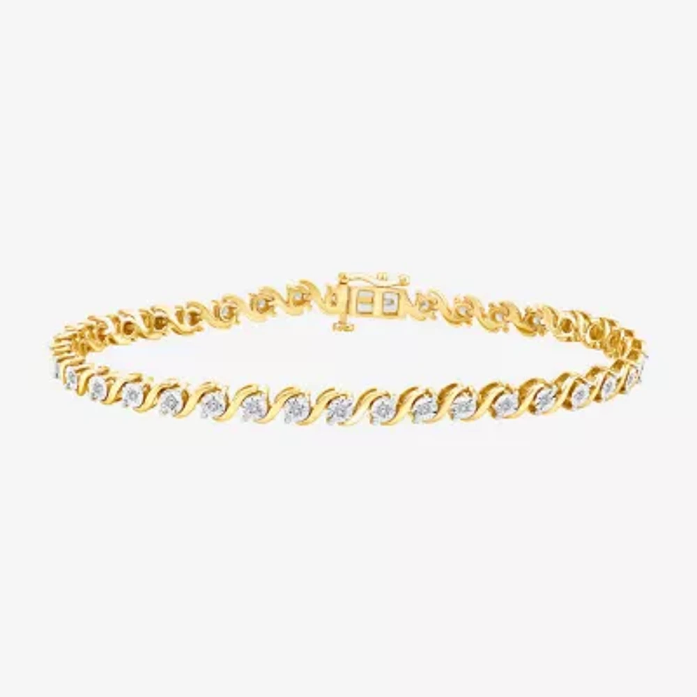 (I / I1) 1/2 CT. T.W. Lab Grown White Diamond 14K Gold Over Silver Sterling Silver 8 Inch Tennis Bracelet