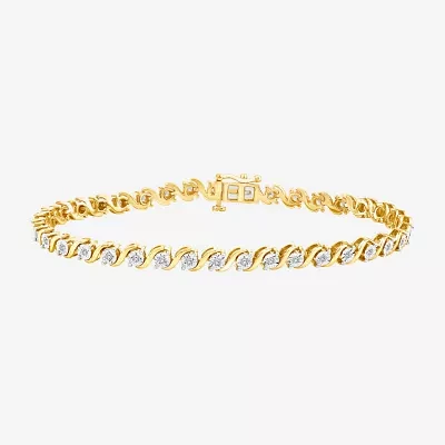 (I / I1) 1/2 CT. T.W. Lab Grown White Diamond 14K Gold Over Silver Sterling Silver 8 Inch Tennis Bracelet