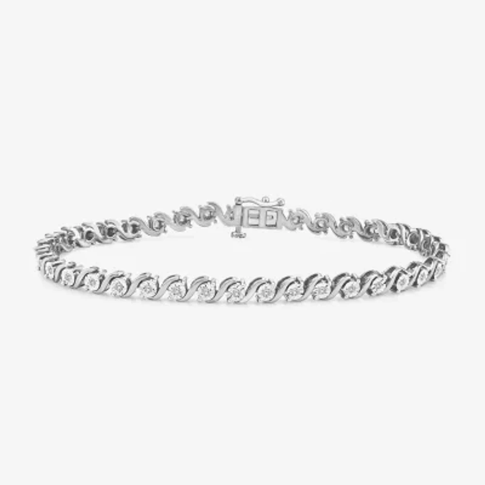 I1/ I) Womens 1/2 CT. T.W. Lab Grown White Diamond Sterling Silver Inch Tennis Bracelet