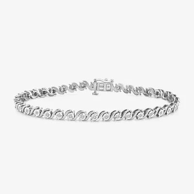 I1/ I) Womens 1/2 CT. T.W. Lab Grown White Diamond Sterling Silver Inch Tennis Bracelet