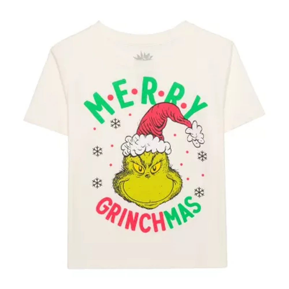 Little & Big Girls Crew Neck Short Sleeve Grinch Graphic T-Shirt