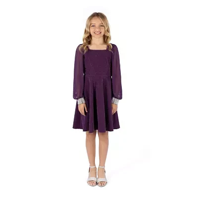 Speechless Big Girls Long Sleeve A-Line Dress