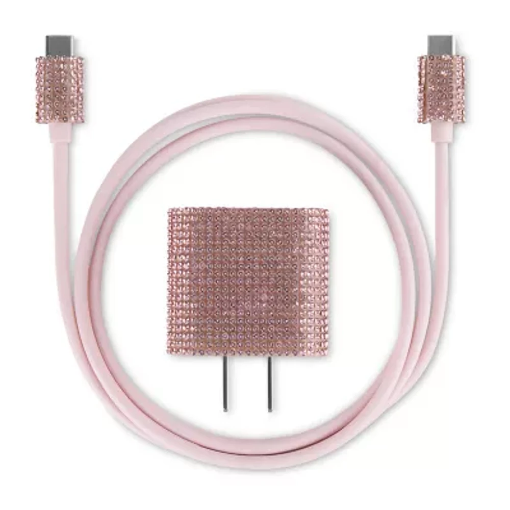 Pink Sky Sequin Bling USB-C Cell Phone Charger