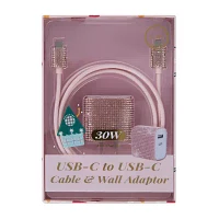 Pink Sky Sequin Bling USB-C Cell Phone Charger