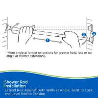 Kenney Twist & Fit No Tools Gloria 42-72 Adjustable Tension Shower Curtain Rod