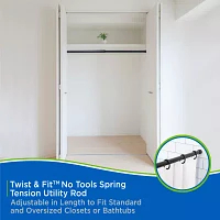 Kenney Twist & Fit No Tools 42-72 Adjustable Spring Tension Closet/Utility Curtain Rod