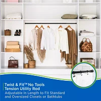 Kenney Twist & Fit No Tools 48-84 Adjustable Tension Closet/Utility Curtain Rod