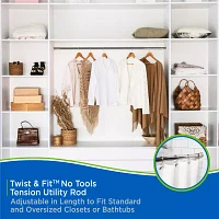 Kenney Twist & Fit No Tools 48-84 IN Adjustable Tension Closet/Utility Curtain Rod