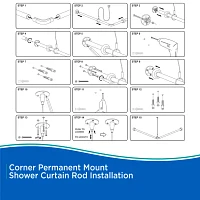 Kenney Twist & Fit No Tools Corner 36x36 IN Fixed Shower Curtain Rod