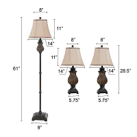 Stylecraft Toffee 3 piece. Lamp Set