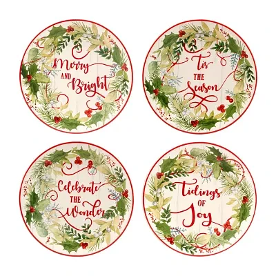 Certified International Winter Greens 4-pc. Earthenware Dessert Plate