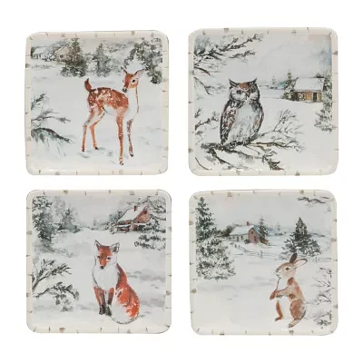 Certified International Winter's Frost 4-pc. Earthenware Appetizer Plate