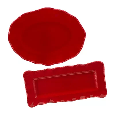 Certified International Perlette Red Melamine Serving Platter 2-pc. Set