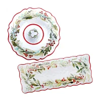 Certified International Christmas Gatherings 2-pc. Melamine Chip + Dip Set