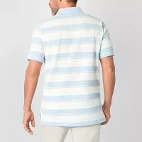 St. John's Bay Essential Striped Oxford Mens Classic Fit Short Sleeve Polo Shirt