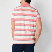 St. John's Bay Essential Striped Oxford Mens Classic Fit Short Sleeve Polo Shirt
