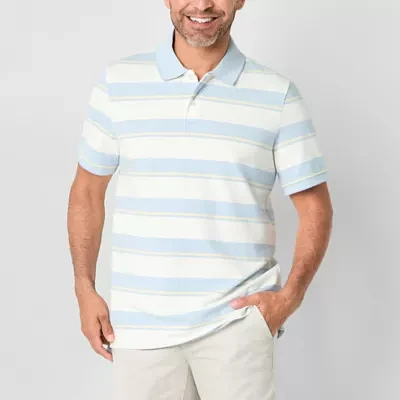 St. John's Bay Essential Striped Oxford Mens Classic Fit Short Sleeve Polo Shirt