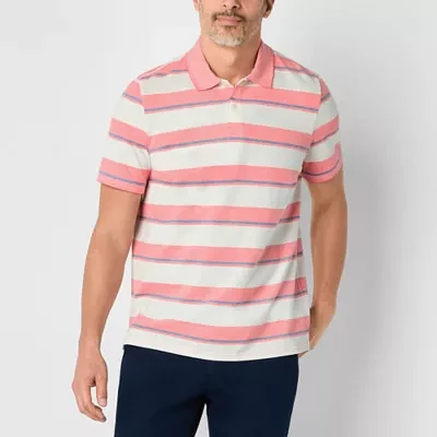 St. John's Bay Essential Striped Oxford Mens Classic Fit Short Sleeve Polo Shirt