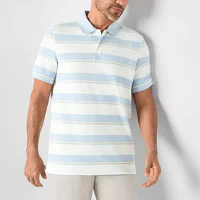 St. John's Bay Essential Striped Oxford Mens Classic Fit Short Sleeve Polo Shirt