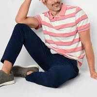 St. John's Bay Essential Striped Oxford Mens Classic Fit Short Sleeve Polo Shirt