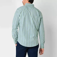 St. John's Bay Stretch Poplin Mens Classic Fit Long Sleeve Button-Down Shirt