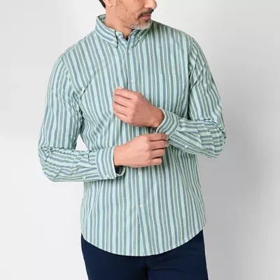 St. John's Bay Stretch Poplin Mens Classic Fit Long Sleeve Button-Down Shirt