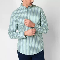 St. John's Bay Stretch Poplin Mens Classic Fit Long Sleeve Button-Down Shirt