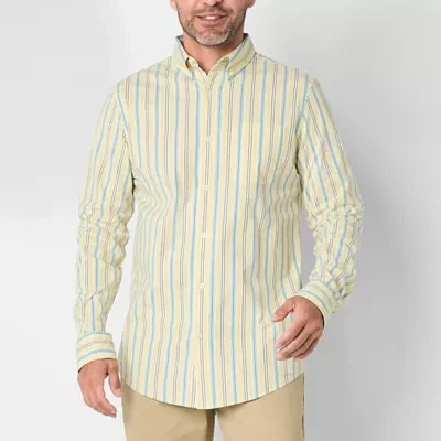 St. John's Bay Stretch Poplin Mens Classic Fit Long Sleeve Button-Down Shirt