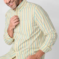 St. John's Bay Stretch Poplin Mens Classic Fit Long Sleeve Button-Down Shirt