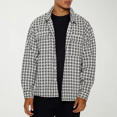 Forever 21 Mens Long Sleeve Textured Button-Down Shirt