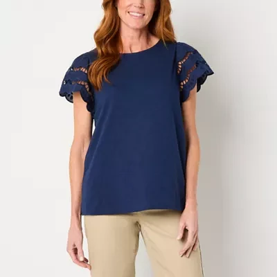 St. John's Bay Womens Tall Crew Neck Short Sleeve T-Shirt