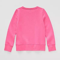 Thereabouts Little & Big Girls Embellished Bling Round Neck Long Sleeve Fleece Sweatshirt