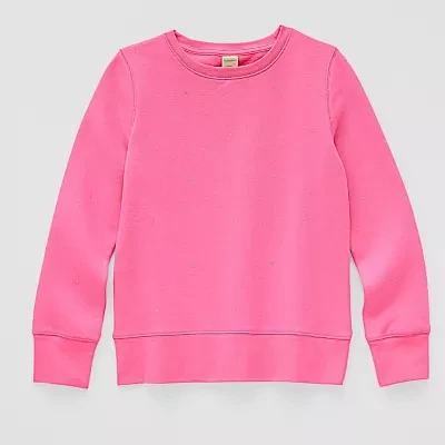 Thereabouts Little & Big Girls Embellished Bling Round Neck Long Sleeve Fleece Sweatshirt