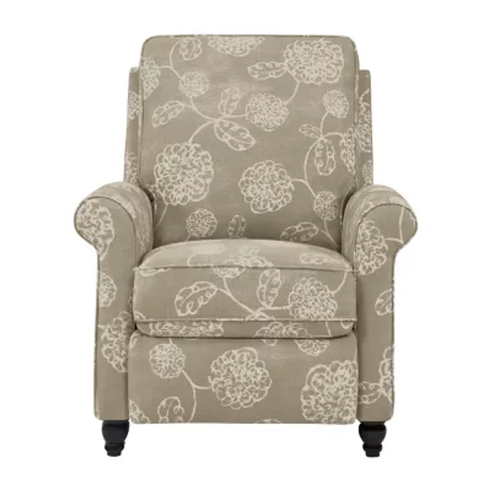 ProLounger Hewitt Transitional Roll-Arm Push Back Recliner in Floral Fabric