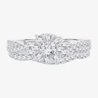 Womens 1 CT. T.W. Natural Diamond 14K White Gold Round Bridal Set