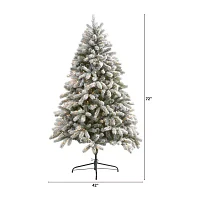 Nearly Natural Flocked Faux 6 Foot Pre-Lit Spruce Christmas Tree