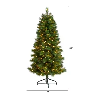 Nearly Natural Faux 5 Foot Pre-Lit Pine Christmas Tree