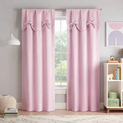 Eclipse Kids Bow Rod Pocket Blackout Single Curtain Panels