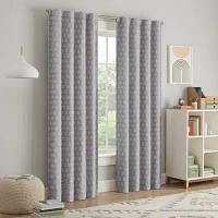 Eclipse Kids Dot Clip Blackout Rod Pocket Single Curtain Panel