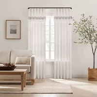 Mercantile Drop Cloth Stripe Ring Top Light-Filtering Single Curtain Panel