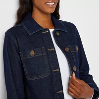 St. John's Bay Midweight Denim Womens Shirt Jacket