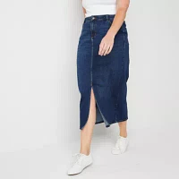 Liz Claiborne Womens Midi Denim Skirt