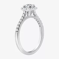 I Said Yes (H-I / I1) Womens 1 CT. T.W. Lab Grown White Diamond Sterling Silver Cushion Side Stone Halo Bridal Set