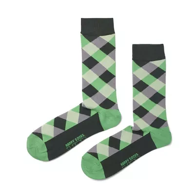 Happy Socks LITE Check 1 Pair Crew Mens