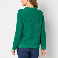 St. John's Bay Womens Funnel Neck Long Sleeve Pullover Sweater