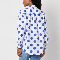 St. John's Bay Womens Long Sleeve Oversized Button-Down Shirt
